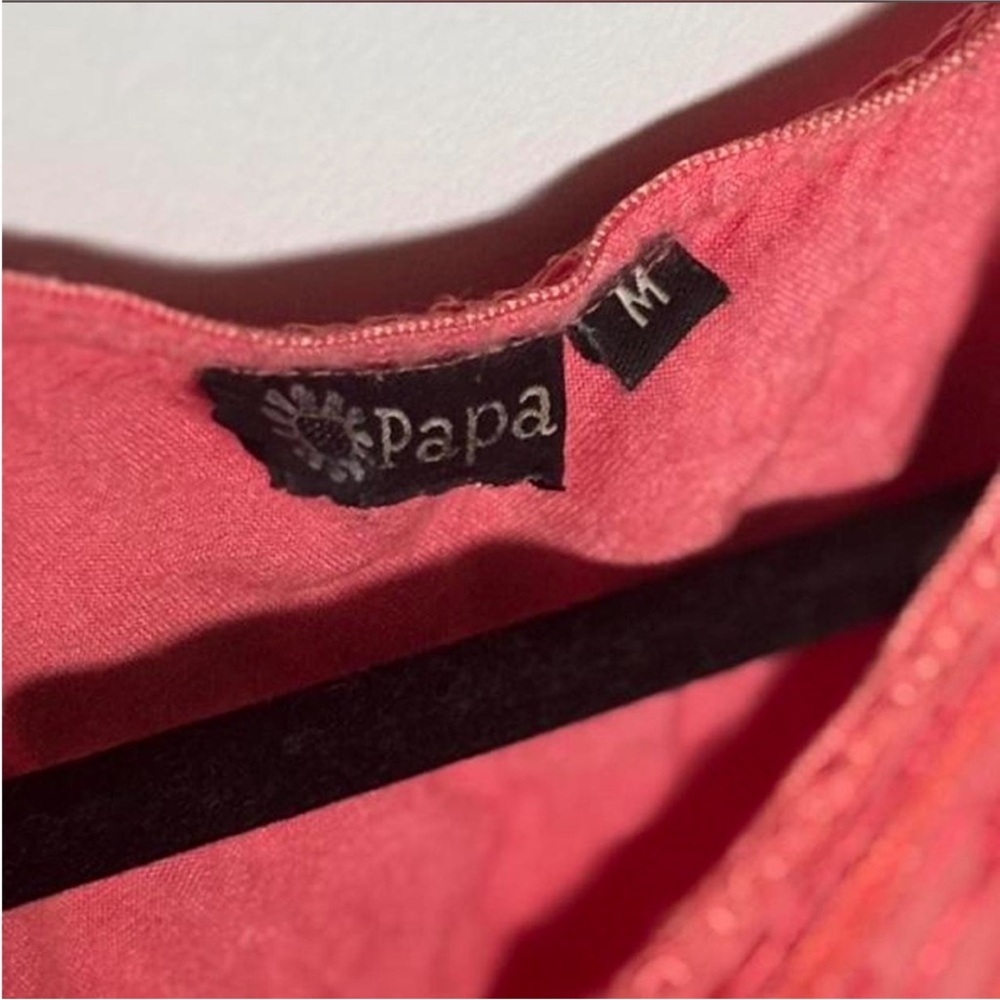 Papa Vancouver Sleeveless Embroidered Coral Button-Front Top - Picture 8 of 9